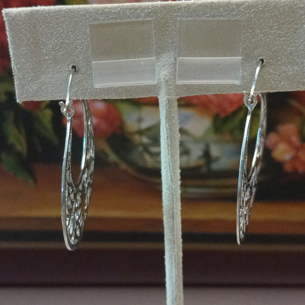 Sterling silver cut out hoops